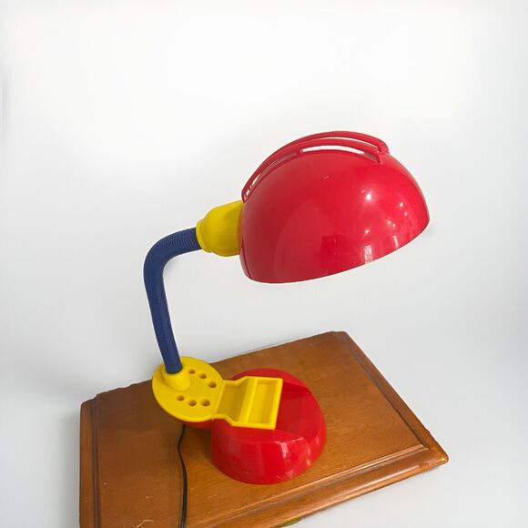 Memphis Milano Gooseneck Desk Lamp Primary Colors Vtg 80s Organizer Sottsass Era - Picture 2 of 10